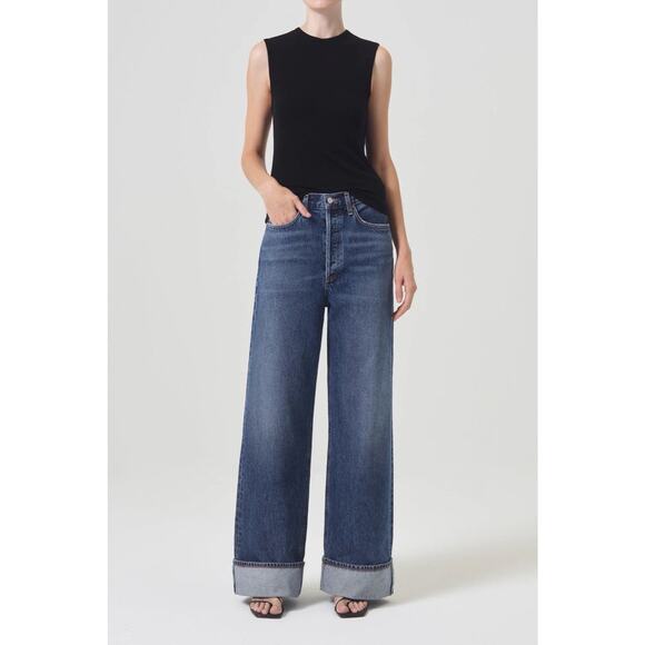 Agolde Dame High Rise Button Fly Wide Leg Jeans Control Size 25 Baggy Skater - Picture 14 of 16